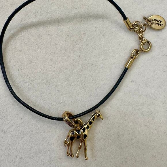 VTG Juicy Couture Giraffe Mini Charm Cord Bracelet Gold Tone - Picture 3 of 8